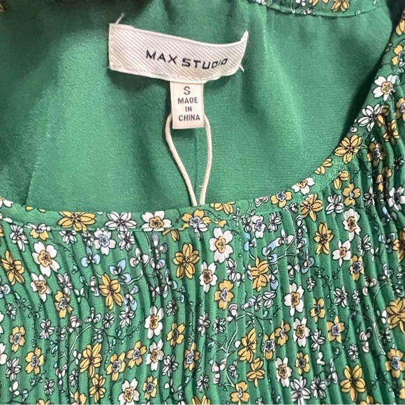 MAX STUDIO Women’s Sheath MIDI Dress~SMALL~3/4 Sleeve GREEN Floral Poly LINED - Picture 8 of 12